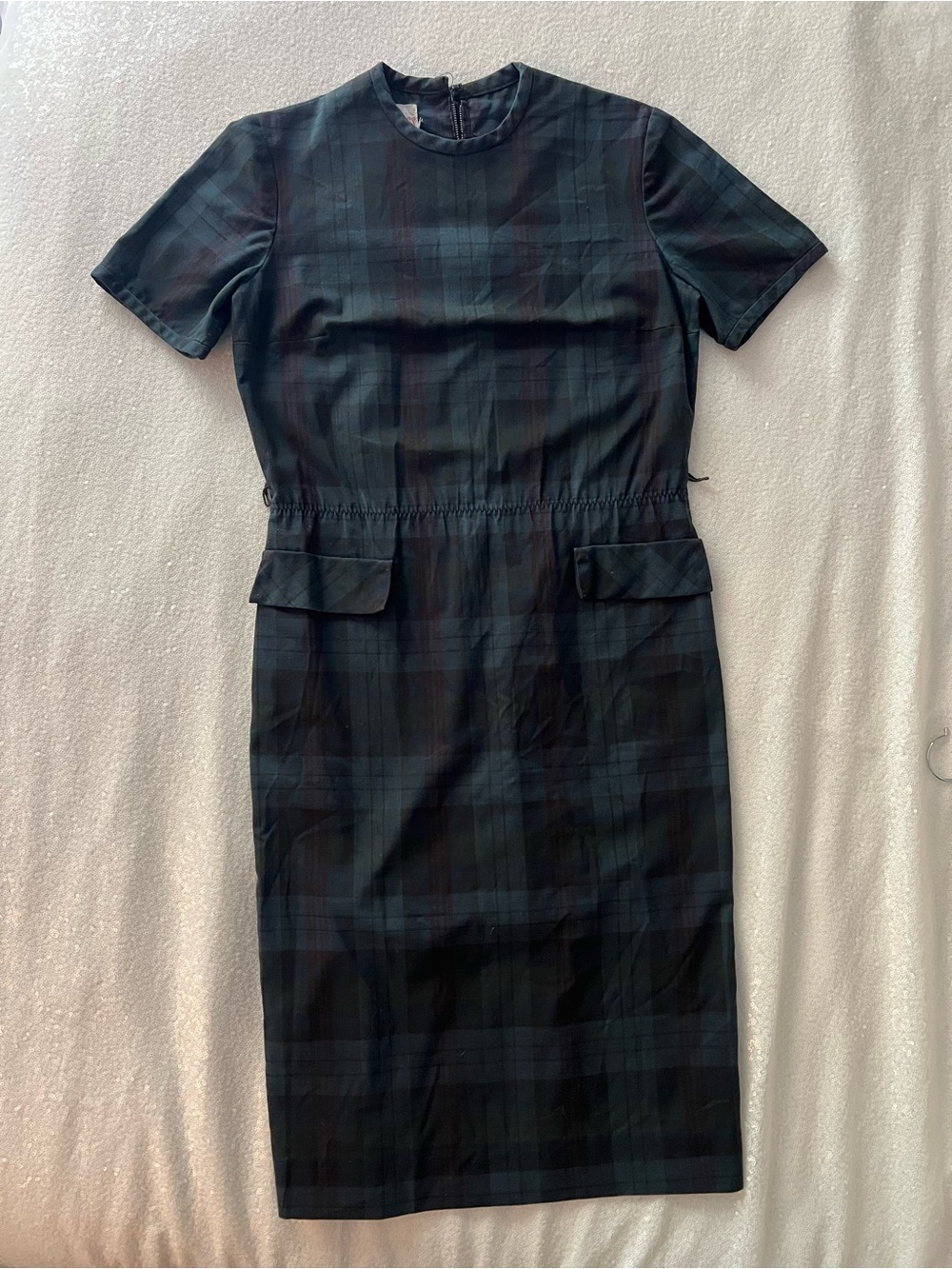 Vintage 1950s 1960s Classic Plaid Sheath Dress - Dark Green Blue and Black